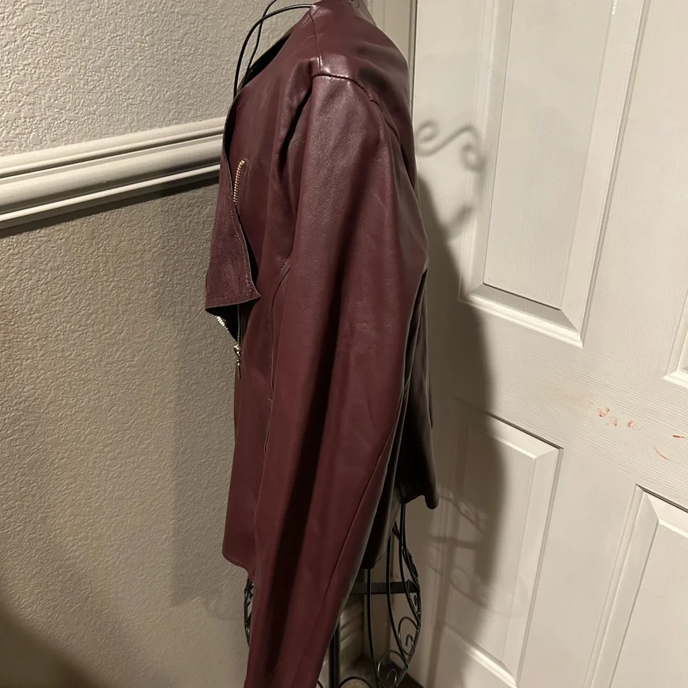 Worthington Plumb Faux Leather Zipper Jacket Size Large - Picture 5 of 9